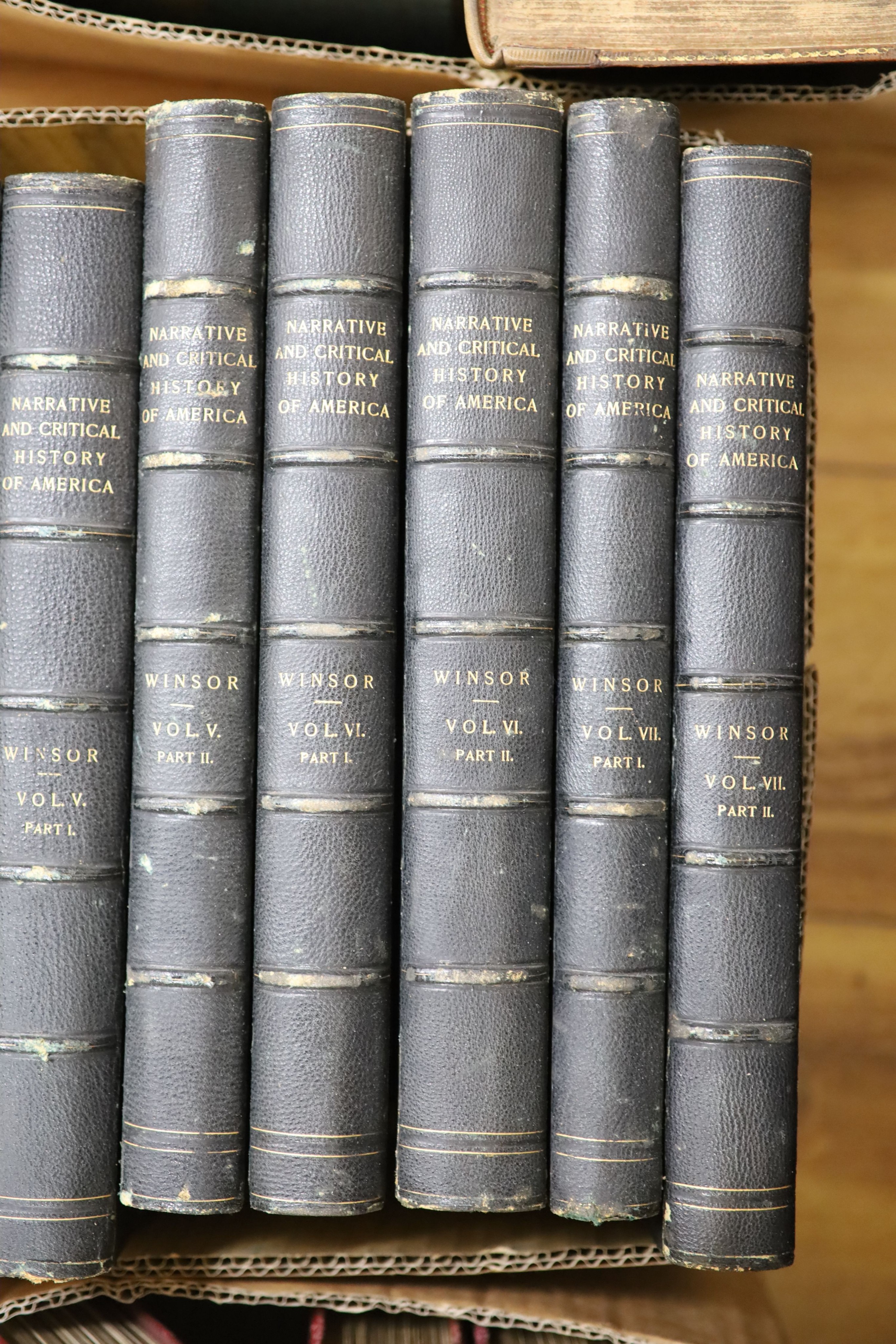Winsor, Justin - Narrative and Critical History of America. 1st edition, 8 vols in 16. Complete with at least 19 illustrated plates, 2 of which are in colour, plus numerous text illustrations (many full or double page).